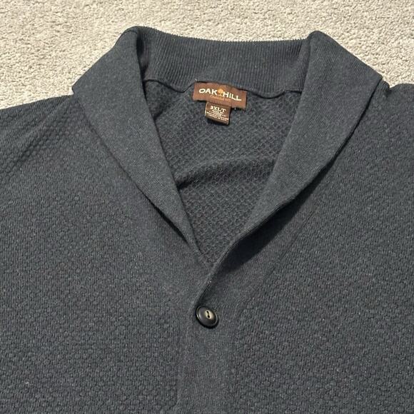 Oak Hill Shawl Men 3XLT Cardigan 100% Cotton Shawl Collar Knit Charcoal Gray - Picture 3 of 8